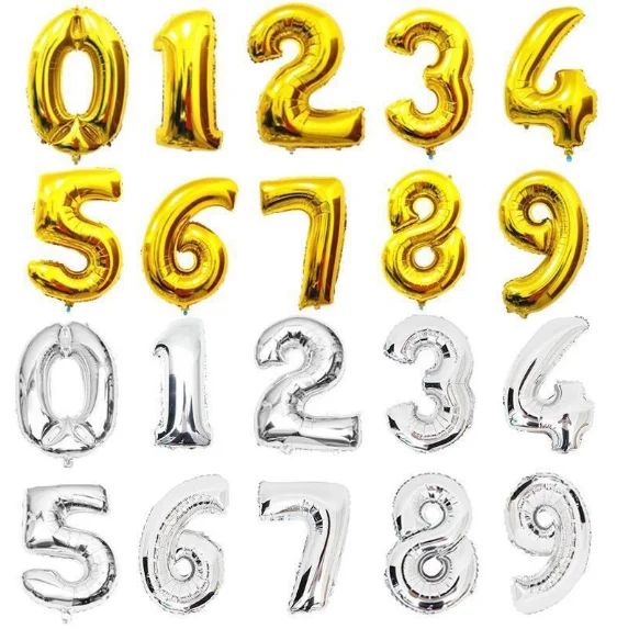 
Promotion Number Thickened aluminum Foil Balloons Digital balloon Wedding Decoration For Birthday Christmas 