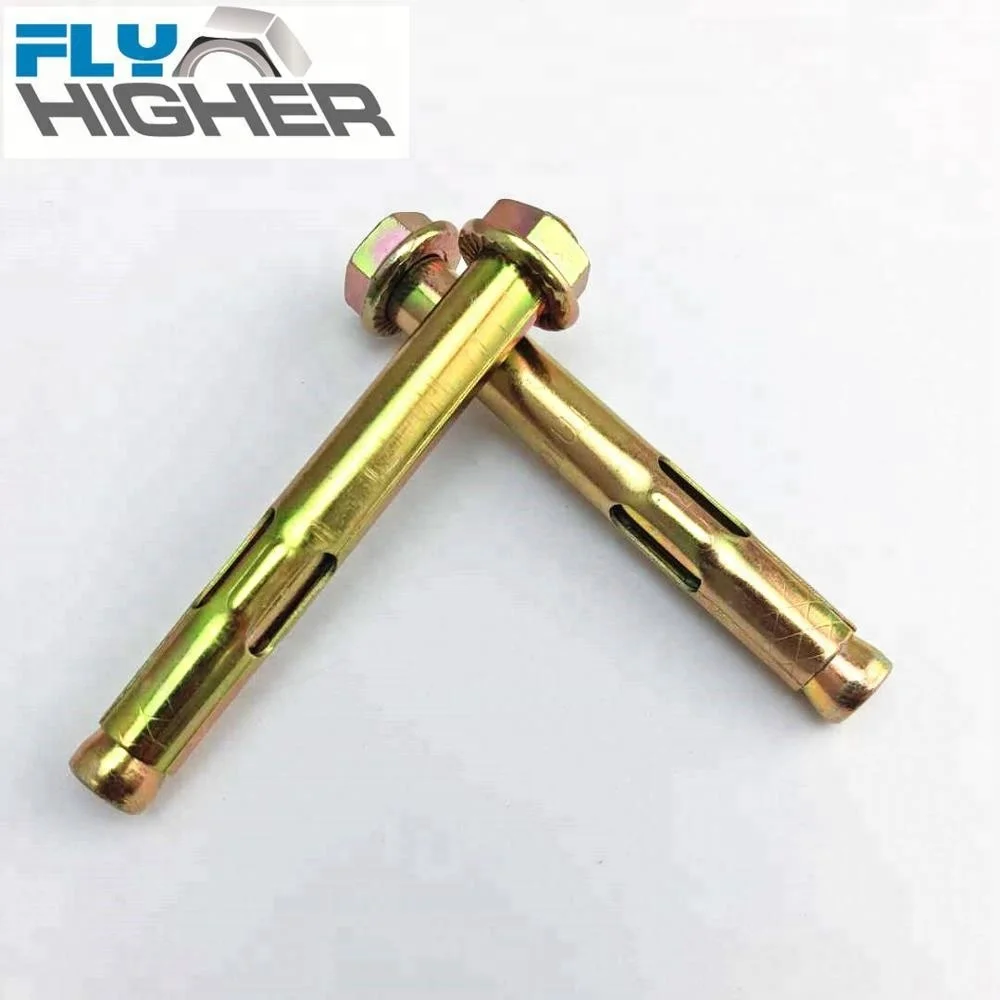M8 sleeve anchor hex flange nut yellow zinc plated