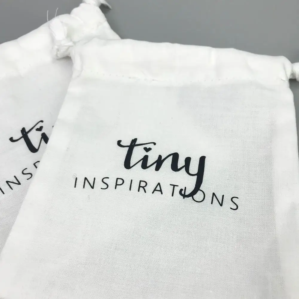 Light weight cotton custom logo jewelry gift packaging drawstring bags