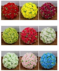 The thick Artificial flower ball with grass core Kissing Ball for wedding garden market decorations