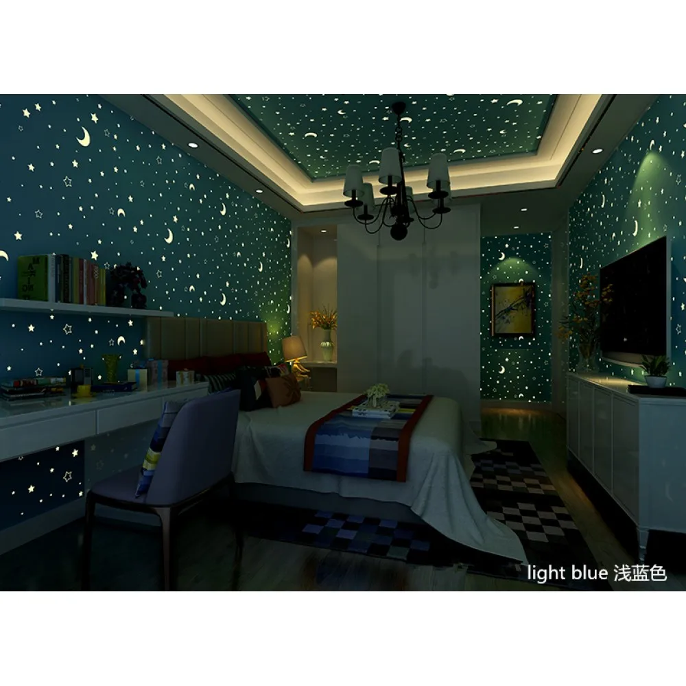 
BL Star moon children room luminous non-woven 3D wallpaper 
