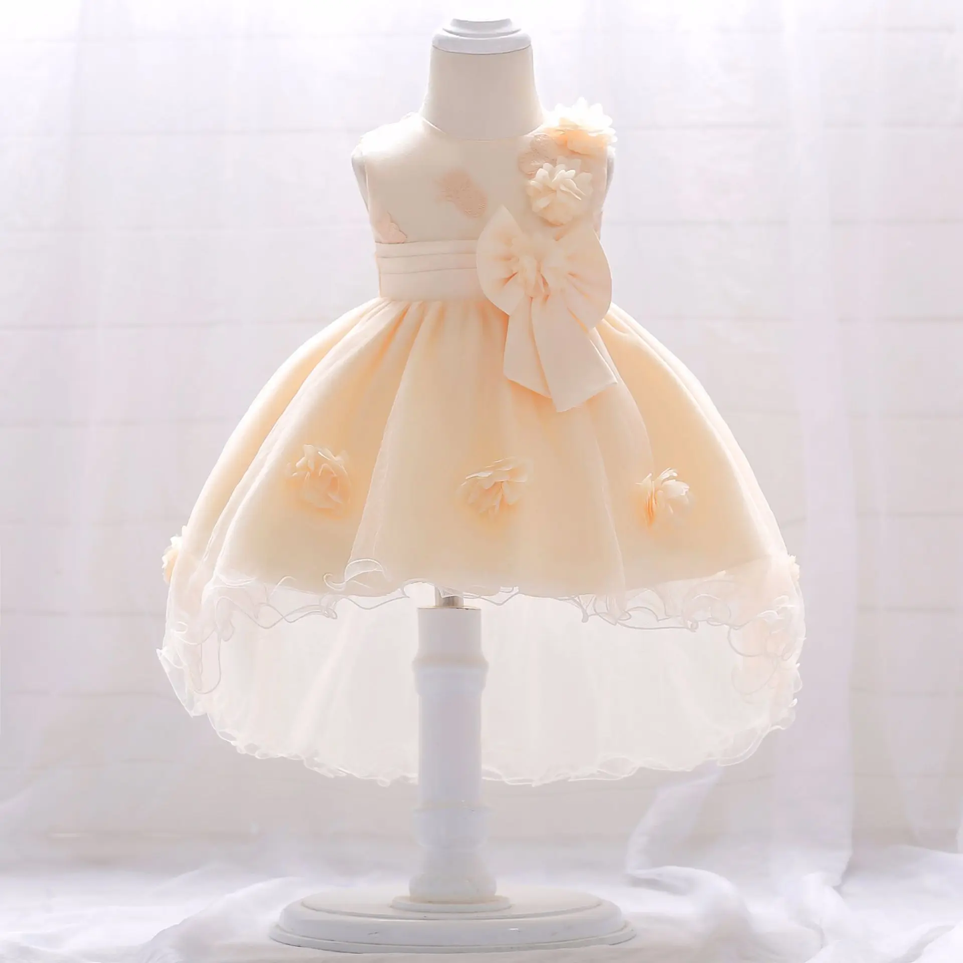 Free Shipping Kids Frock Design Newborn Baby Girls Trailing Birthday Party Dress T1866XZ
