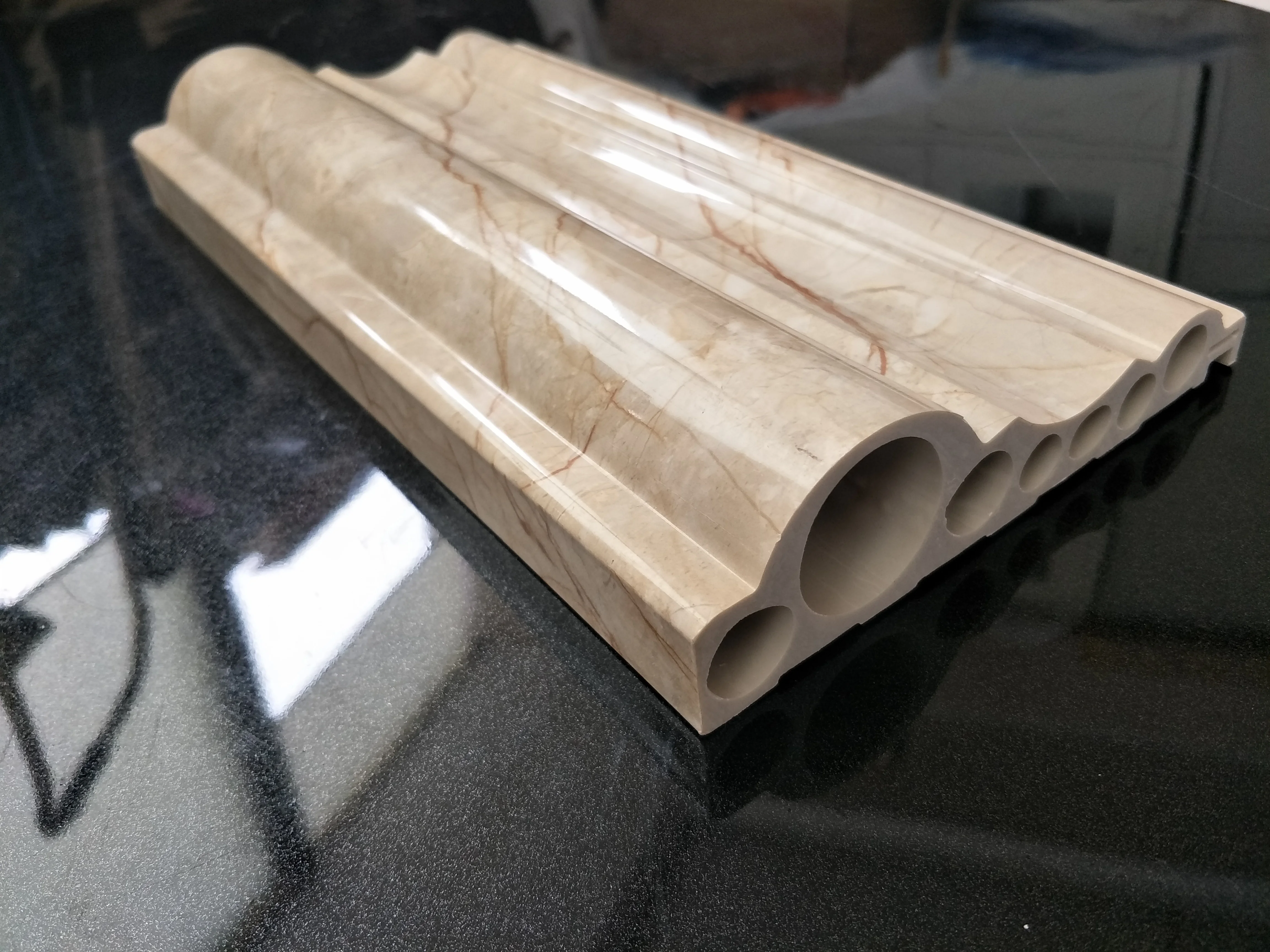 China High density Pvc Decoration Line for edifice elevator good price color marble  pvc baseboard skirting board