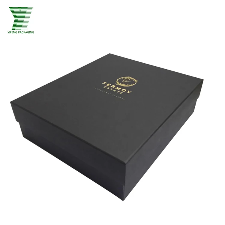 New arrival premium gift wine box packaging 750ml champagne bottle and cups black wine paper box