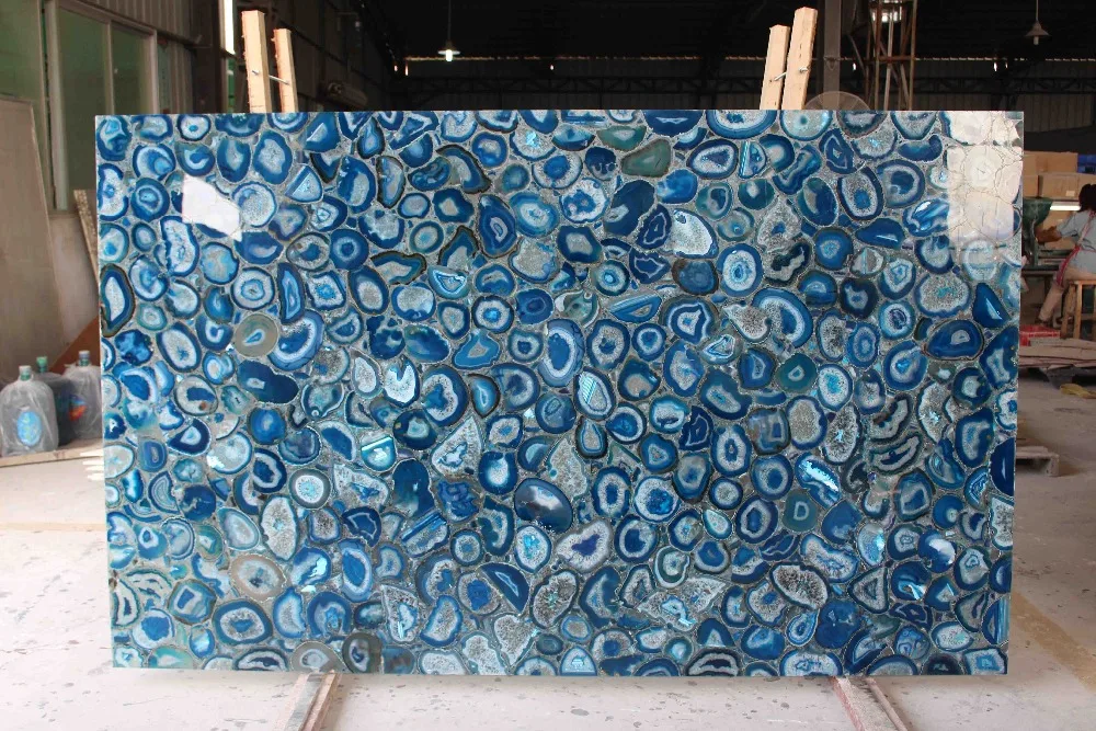 Роскошная синяя Агатовая столешница с подсветкой для украшения дома