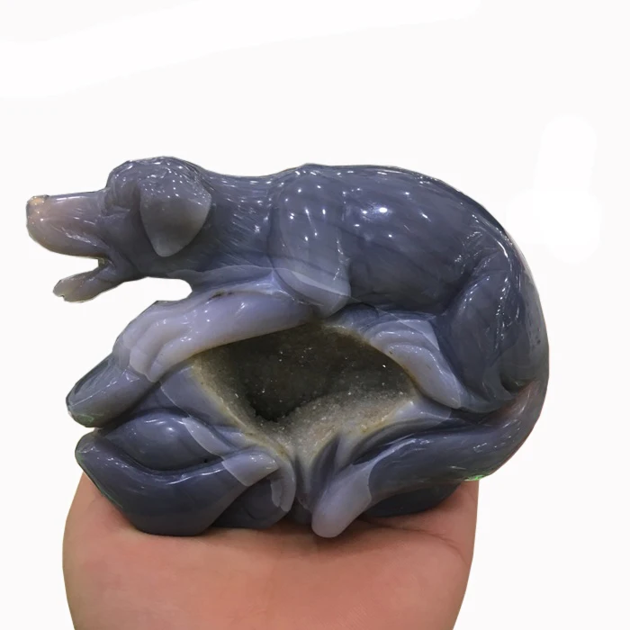 Custom High Quality Natural Agate Polished Carving Crystal Agate Dog Decoration