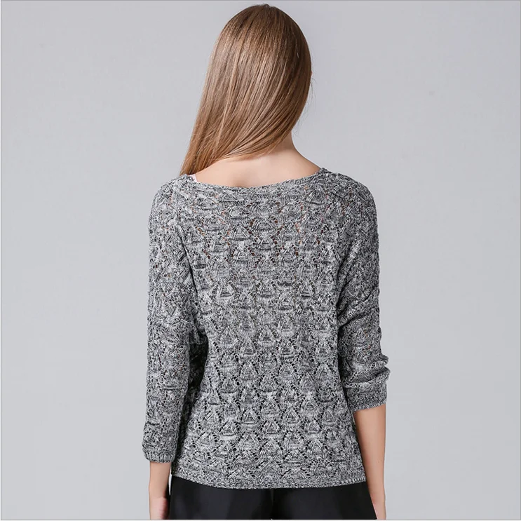 Новинка осени 2017, женский свитер большого размера, Женский пуловер с рукавом летучая мышь и V-образным вырезом