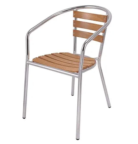 Bar stool chair made of aluminum and wood