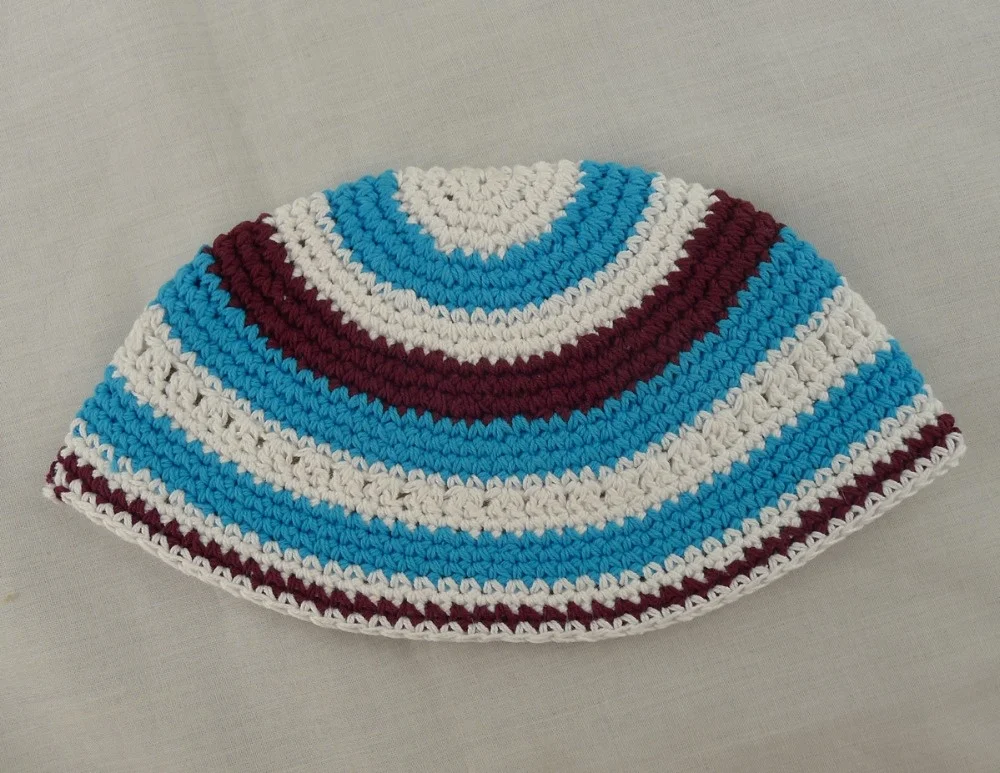 Hand Crochet Jewish Kippah Kippot Yarmulke cap hat 22cm