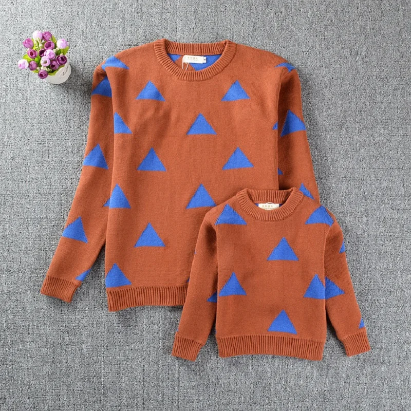 2016 Bobo Choses Triangle Pattern Sweaters Family Matching Outfits Sweaters for Mom and Daughter Fashion Cardigan