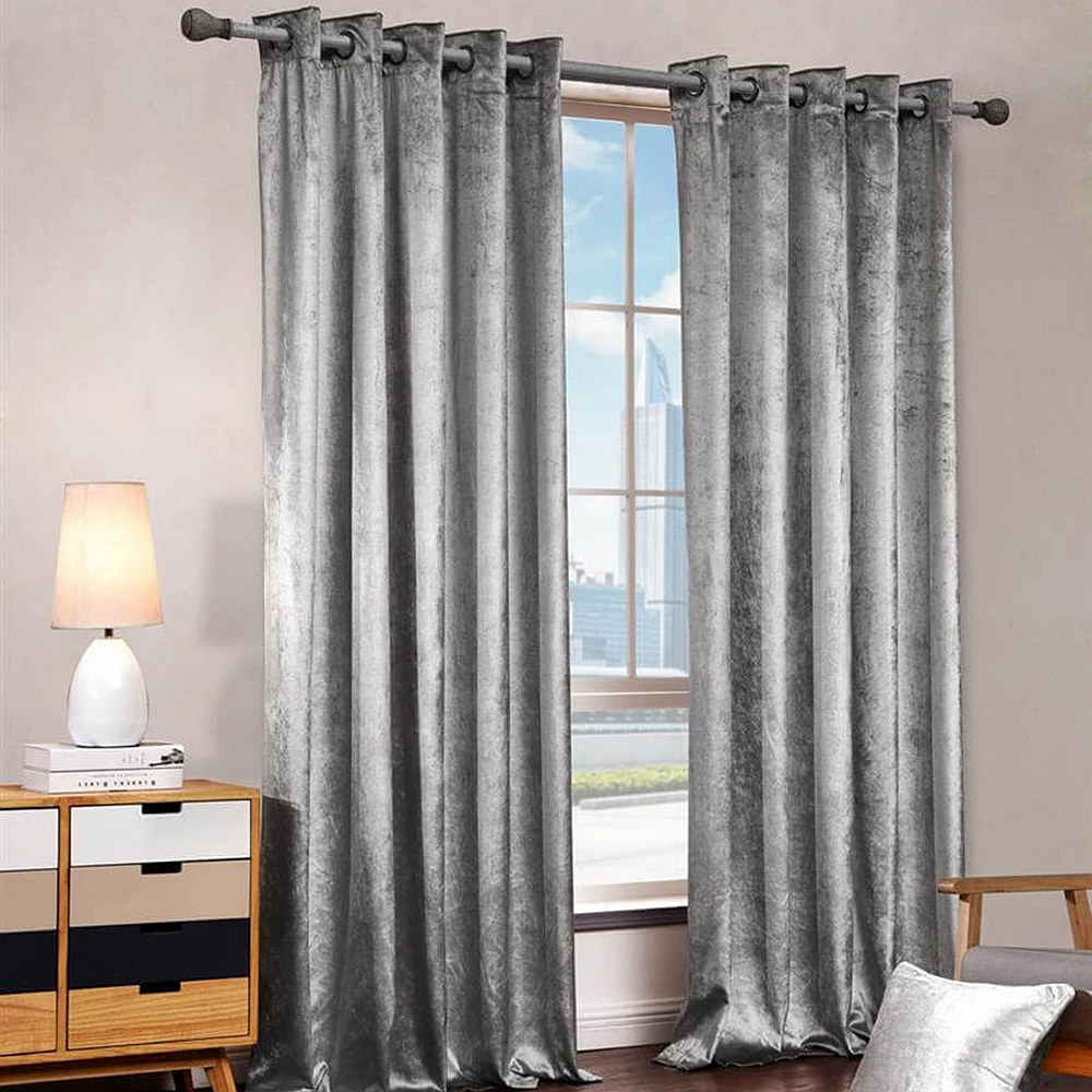
fireproof wholesale colorful 100% polyester velvet crushed shiny simple curtain design 