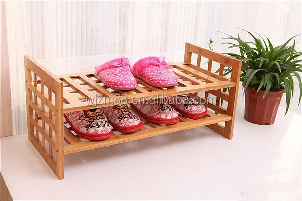 
2 tier bamboo shoe racks, stackable shoe shelf wholesale 