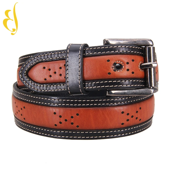 Pin Buckle Custom Logo Mens Luxury Leather Belt Cowboy style personalized perforated mens designer belts