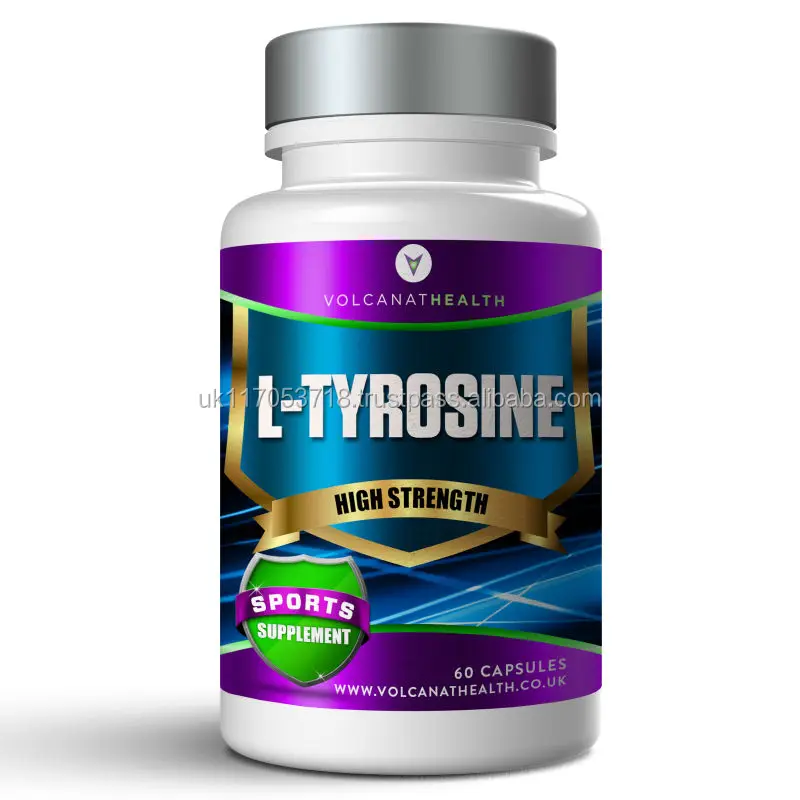 
L-Tyrosine Capsules Sport Gym Dietary Supplement Pills Volcanat Health Premium Round Bottle 