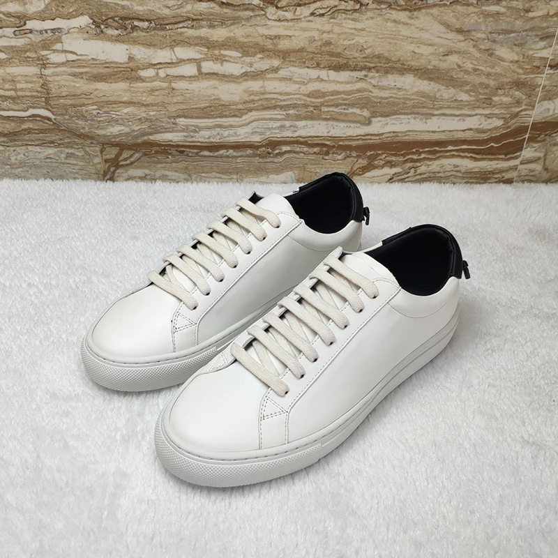 MOQ 1 PCS Women Lace Ups Plain White sport Shoes Soft high quality genuine leather Casual Sneakers
