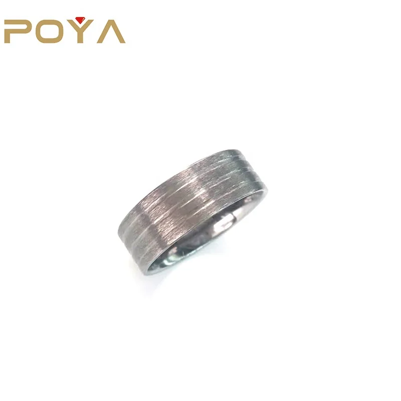 POYA Jewelry 8 мм матовое серебряное титановое кольцо с плоским верхом, ювелирные изделия без рисунка с инкрустацией