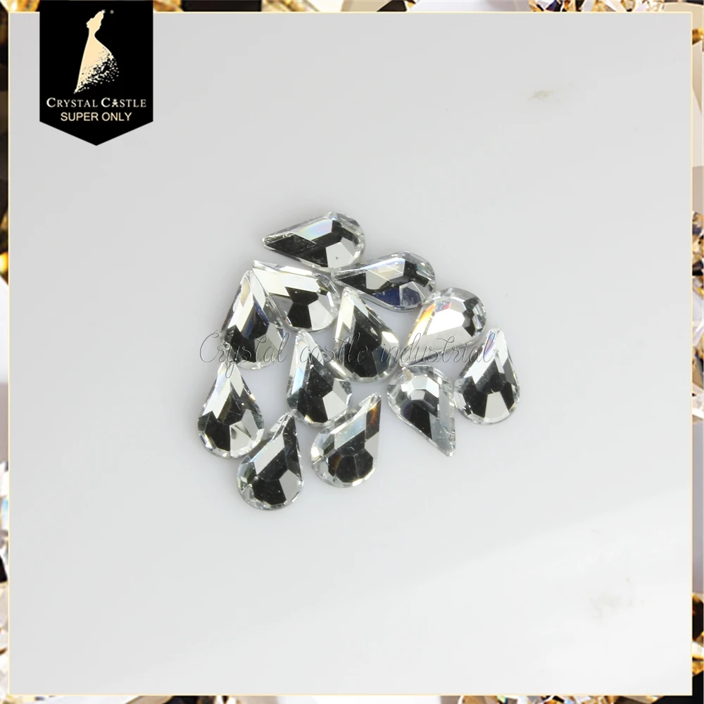 DIY tear drop crystal white AB flat back heat transfer glass rhinestones strass hotfix crystals
