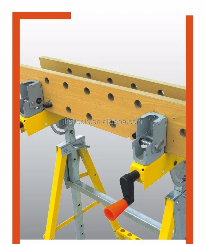 
Adjustable Height Bench MDF Board Foldable Work Bench and Vice, Portable Sawhorse with Quick Clamp,220lb, 0-90 degree Flip Angle 
