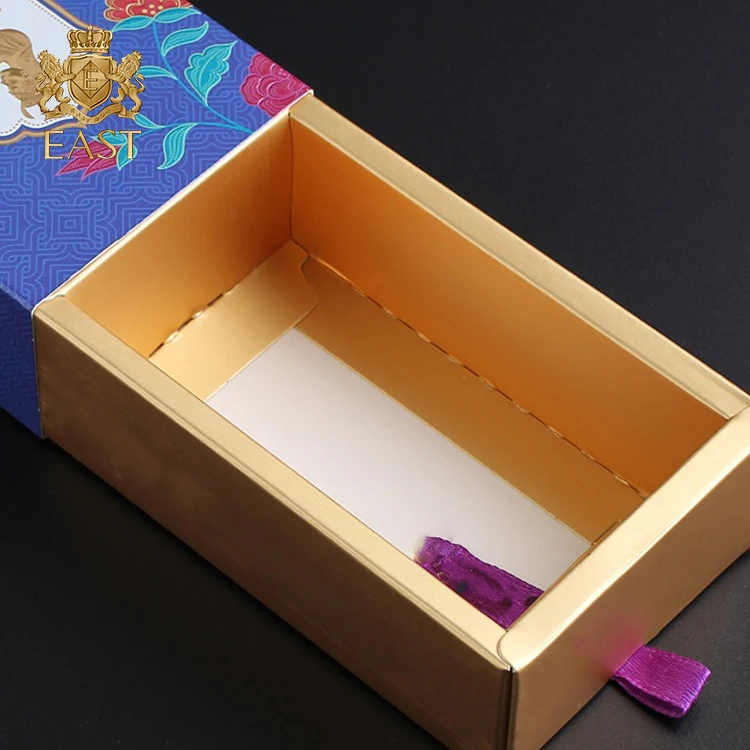 Blue Mini Custom Essential Oil Drawer Packaging Box,Printing paper box for lipstick, Hot stamping paper Skincare packaging boxes