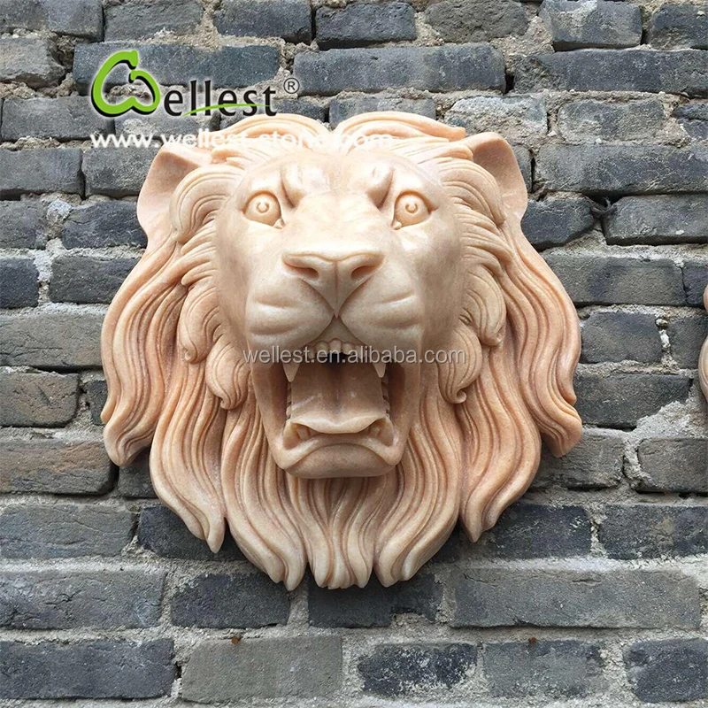 Garden Lions Head Hanging Stone Wall water Fountain