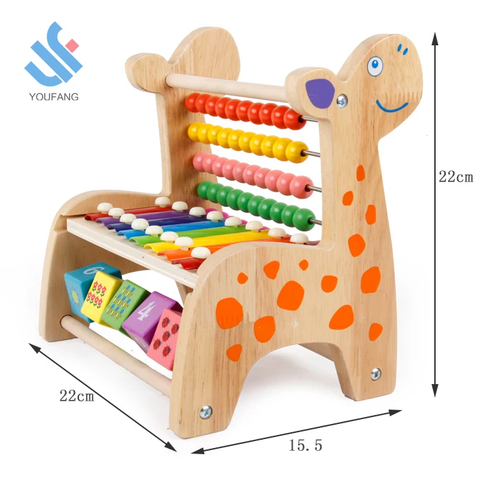 YF-M208 Educational multifunction Wooden bead counting abacus hand knock xylophone toys