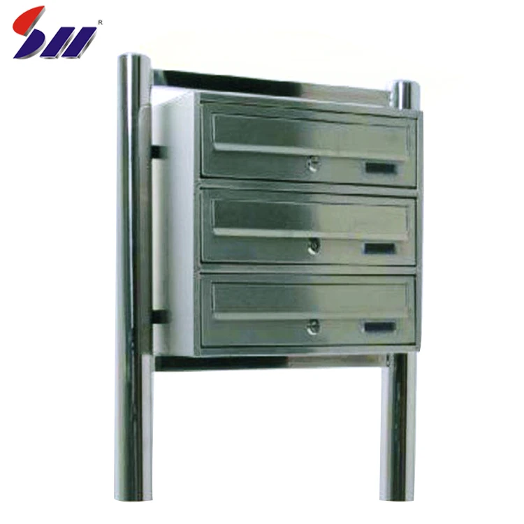 Hot sale 304 stainless steel apartment intelligent standing key lock mailbox for 6 box