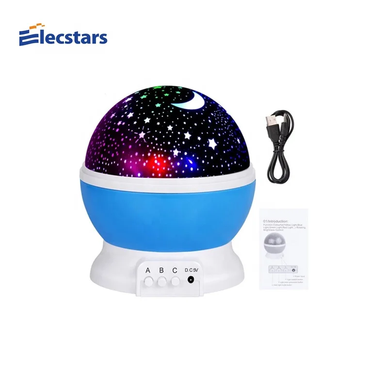 
2019 Amazon Hot Selling Rotating Star Sky Moon Projector Bedroom Night Light High Quality Baby Night Lamp For Kids Desk Lamp 