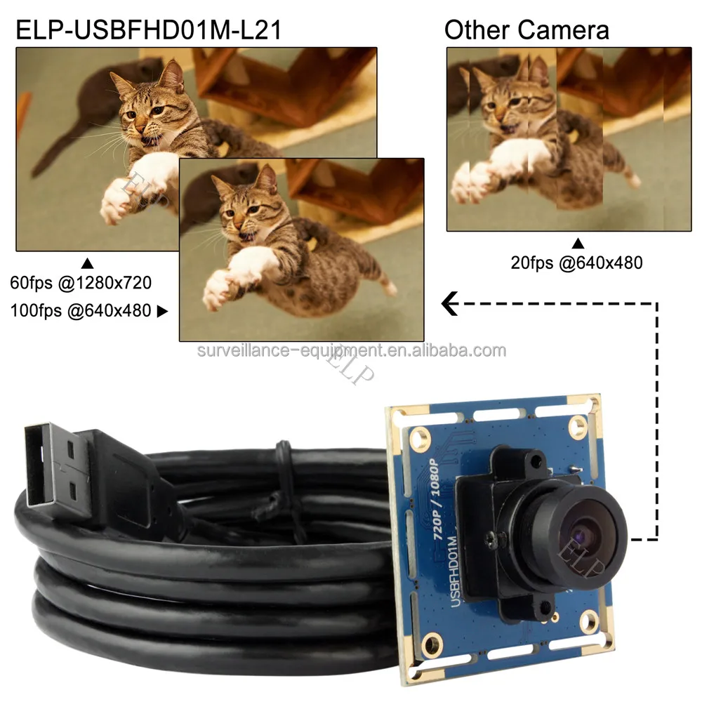 Высокоскоростная веб-камера ELP 1920x1080 Mjpeg 30fps 640x480 Mjpeg 100fps с usb-модулем