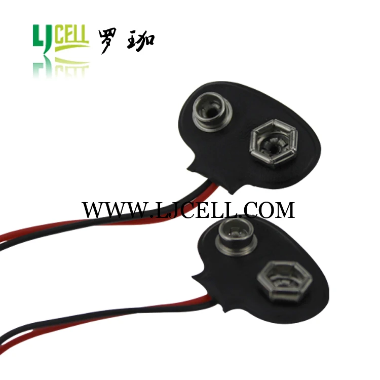 Black 9v Battery Snap Clip With The Lead Wire,Hard Plastic Shell