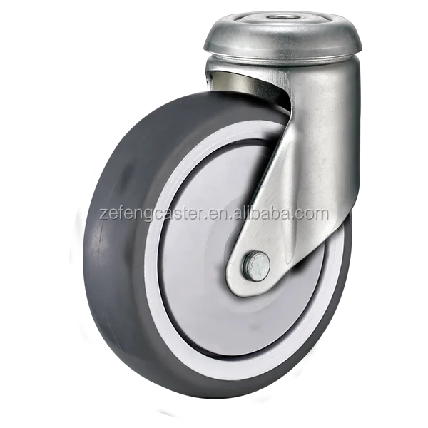 125*32mm Bolt Hole Shopping Cart Swivel TPR Caster Wheel
