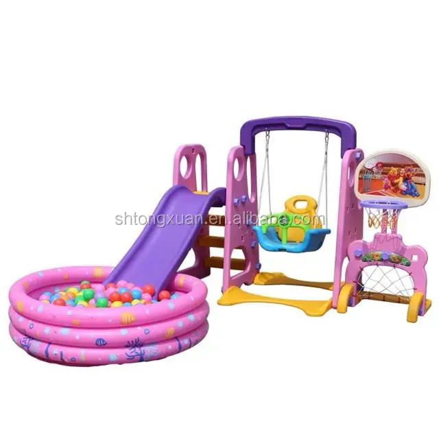 Home and Garden Plastic Swing and Slide Set for Kids