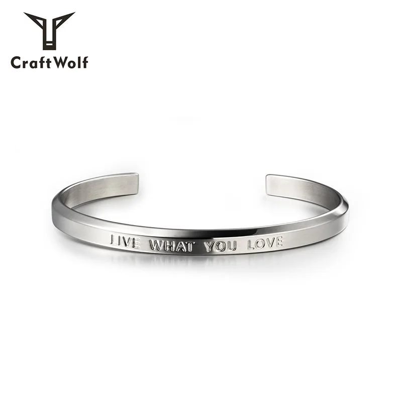 Craft Wolf custom jewelry gold silver titanium  women bangles  316L stainless steel trendy bangle bracelet for men