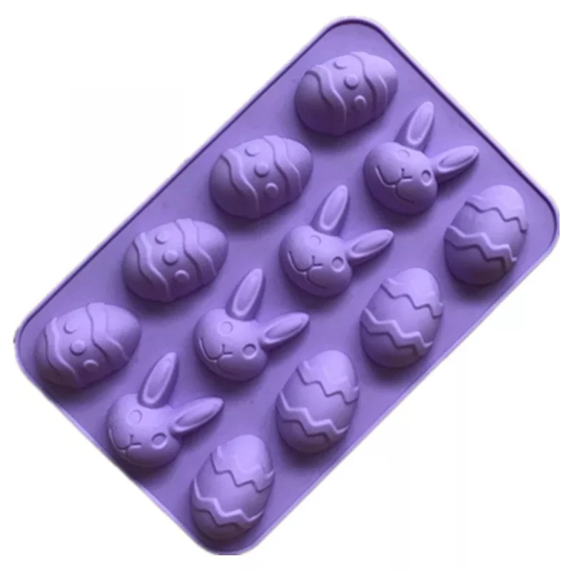 12 Cavity easter egg bunny silicone mold