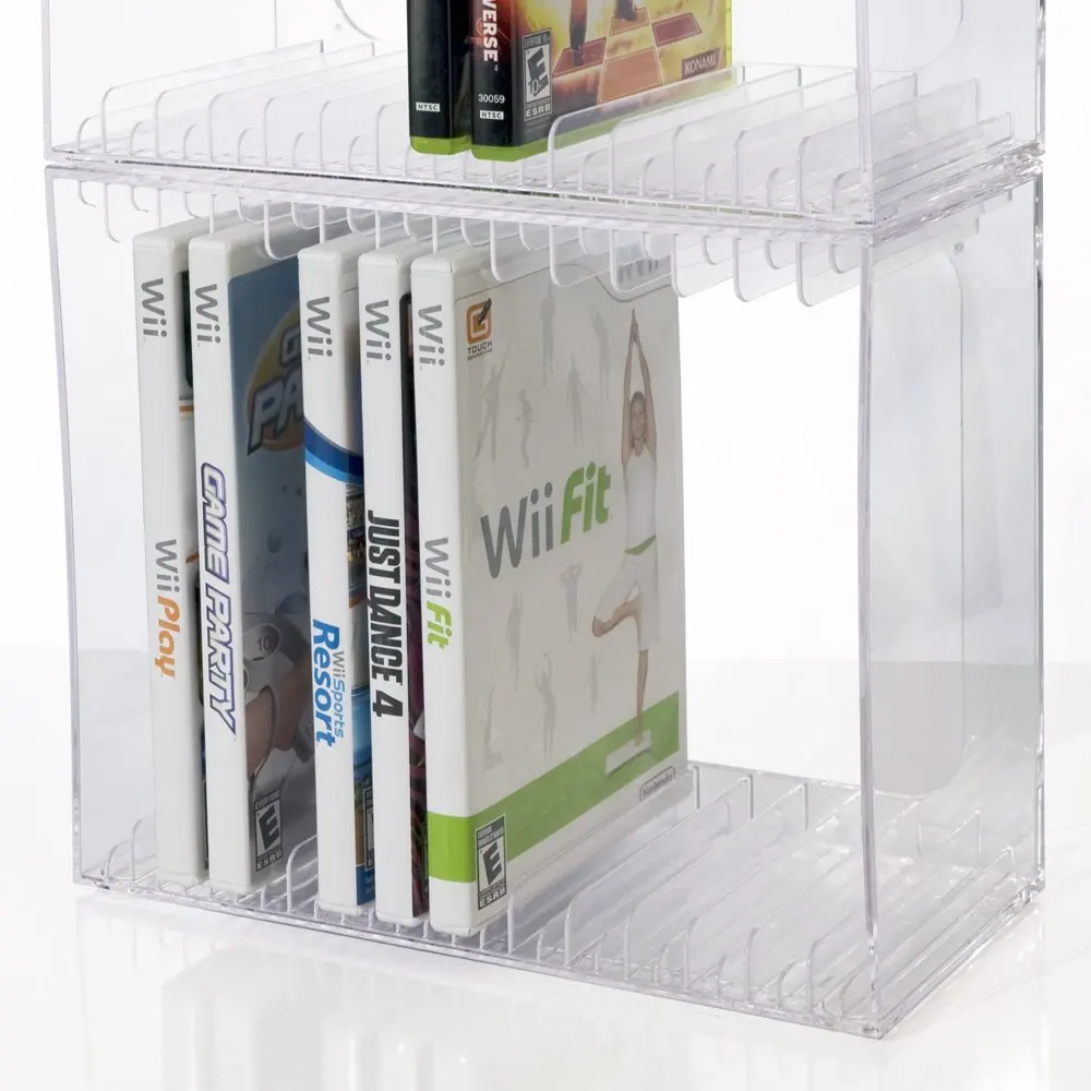 Stackable Clear Acrylic DVD Holder - holds 14 standard DVD cases