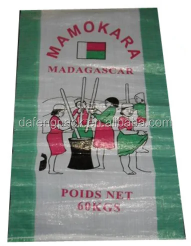 100% Virgin full color printed clear plastic heat seal rice bag packaging 20kg 25kg sack bag pp woven sack