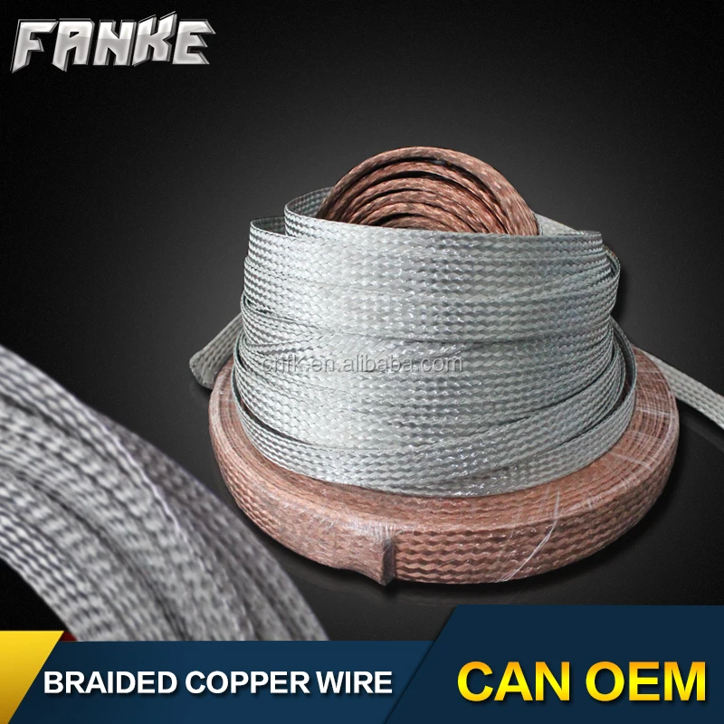 Fanke Customized Braided Busbar 10mm2  flat tin copper braid wire