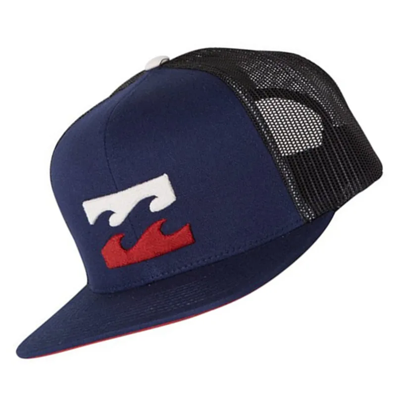 Good Shape Custom Logo Flat Bill Snap Back Cap Cotton Mesh Trucker Hat