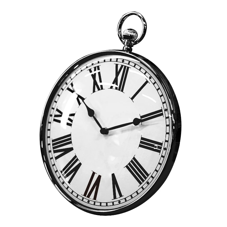 
Hot Selling Two Clock Mechanism Silver Color Plastic Wall Clock with Handle 