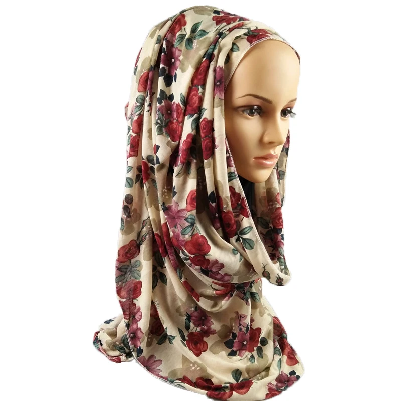 
Wholesale 2020 Hot Sale Muslim Jersey Scarf Hijab Fashion Print Cotton Soft Long New Arrival Floral Hijab Stoles And Shawls 