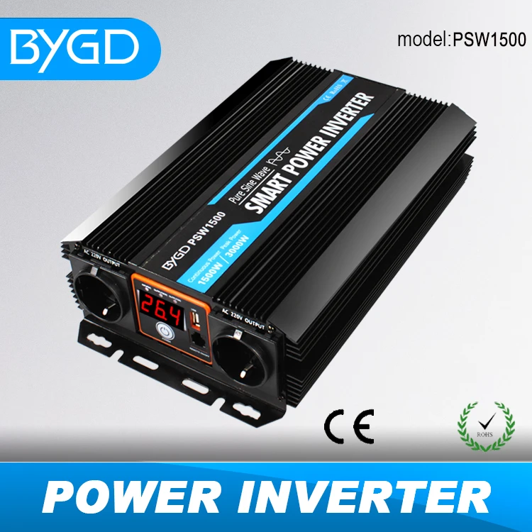 BYGD  Power Inverter 1000w 12v/24v To 220v Pure Sine Wave Power Inverter Converter DC to AC inverter