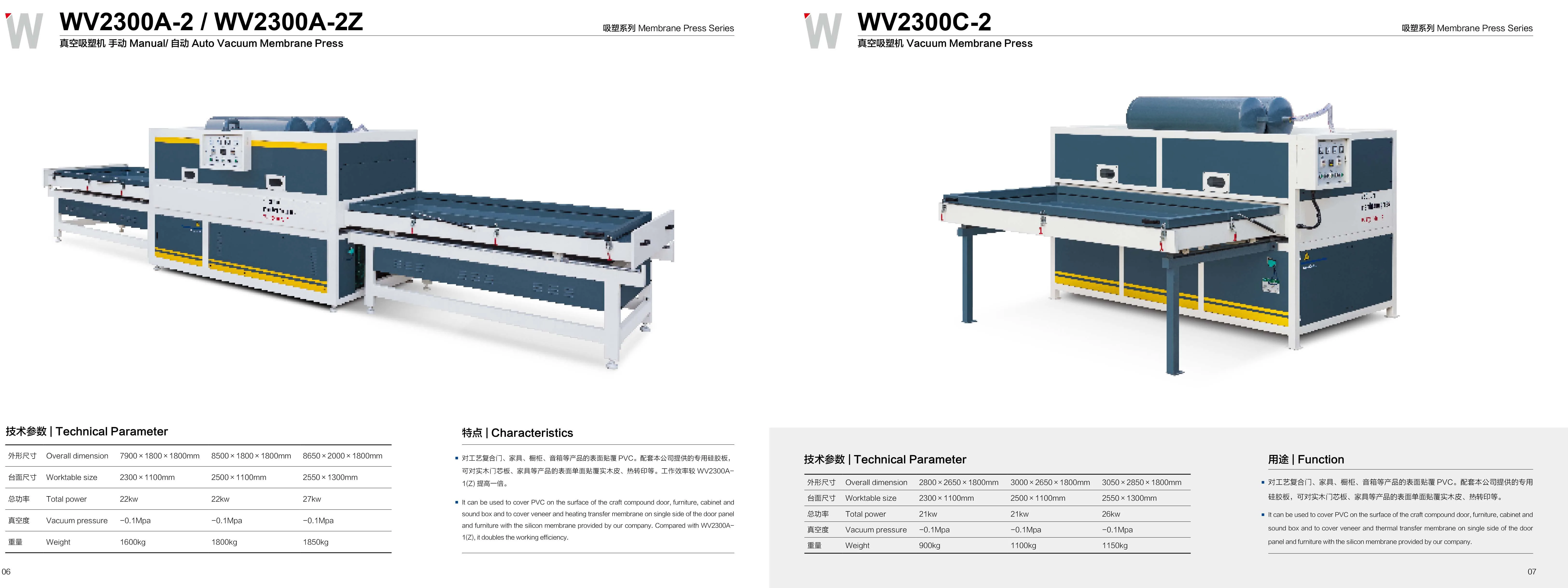
WV2300A-2/WV2300A-2Z (Manual)/(Auto) PVC Door Vacuum Membrane Press Machine 