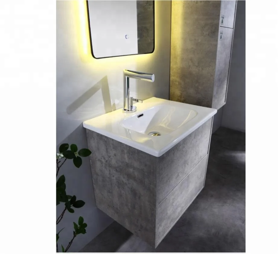 natural wooden new design LED mirror bathroom vanity cabinet washing furniture
