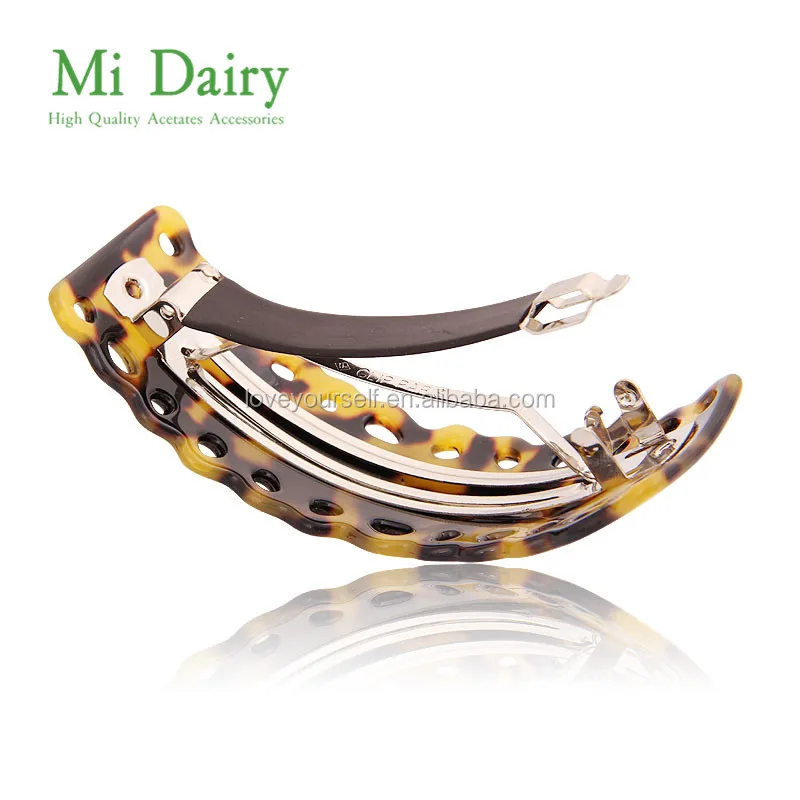 MiDairy Square Hollow out acetate tortoise shell acrylic Shape Tortoiseshell large arch Barrettes for long thick hair