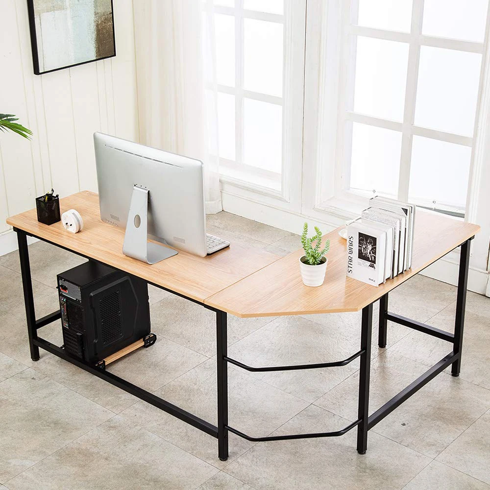 Classical Ergonomic L Shape Computer Desk Office Home Tables