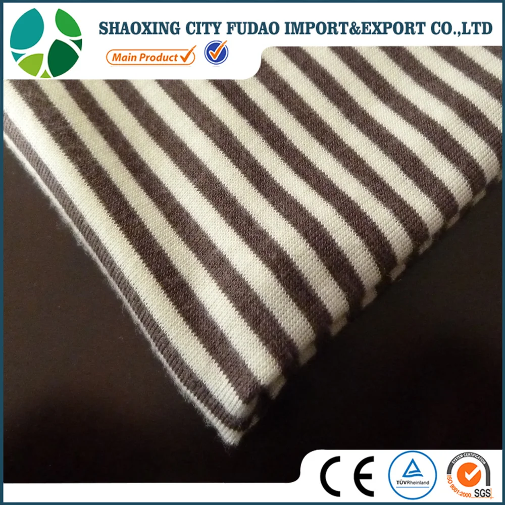 Classic parttern stripe style 30S Rayon spandex yarn dyed knit jersey fabric