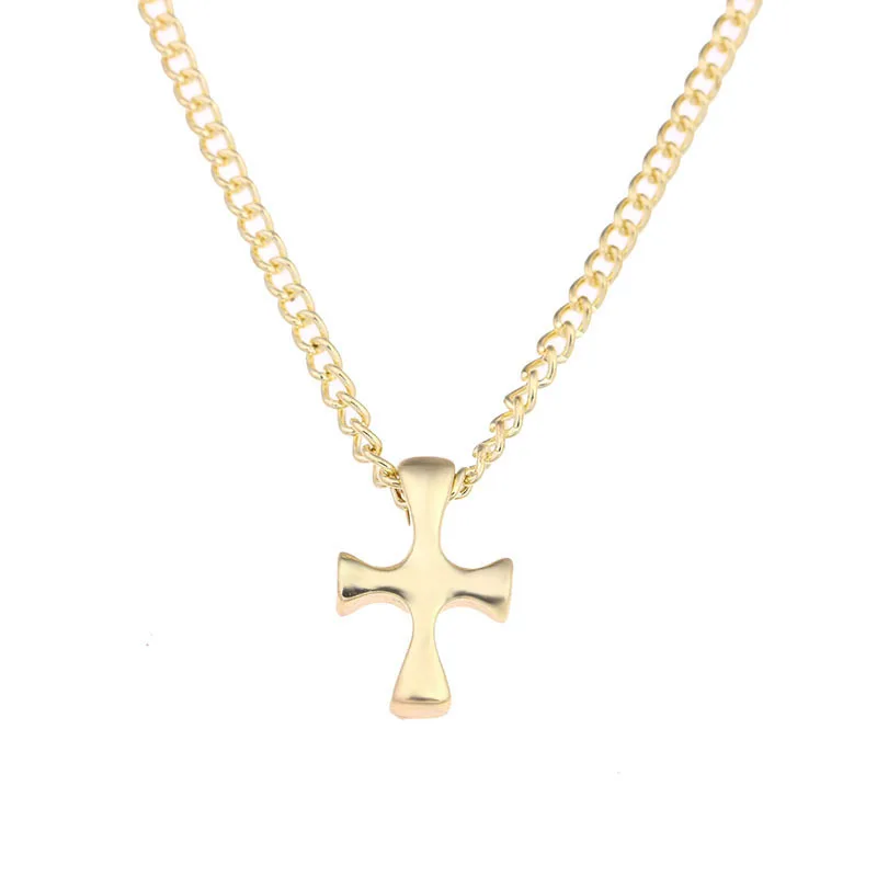 Hot Sale Sparkling Paper Wish Card Cross Pendant Necklace Gold-Color Clavicle Chain Statement Choker Women Jewelry