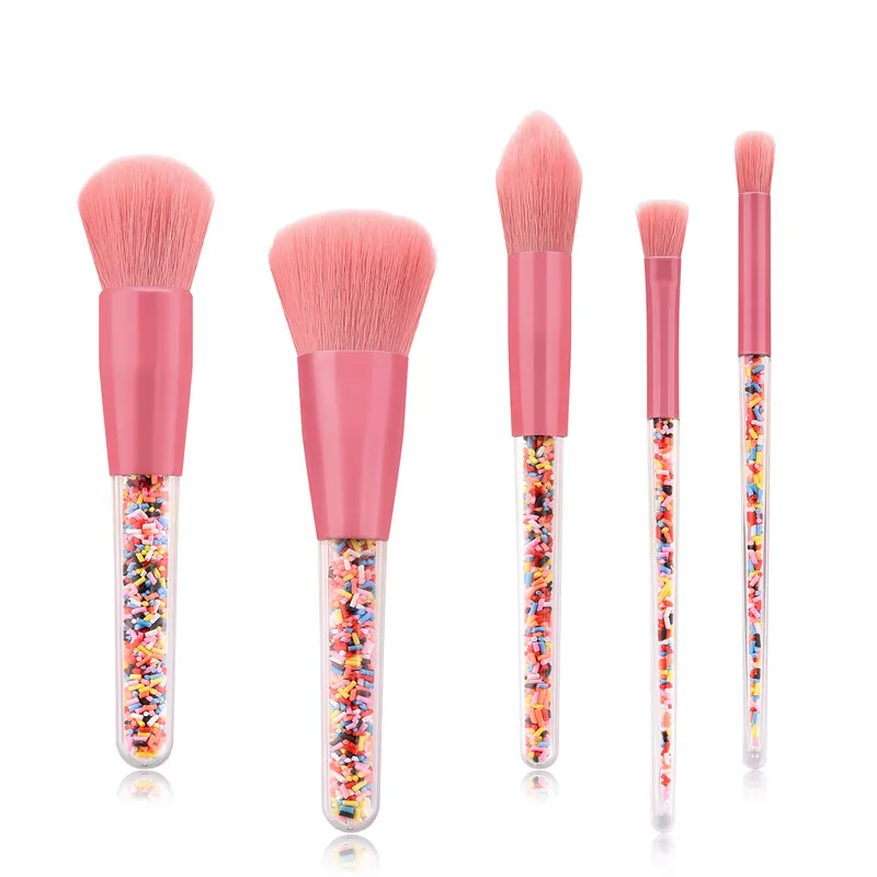 5pcs Candy Crystal Kabuki Makeup Brush Set Kit for Girls