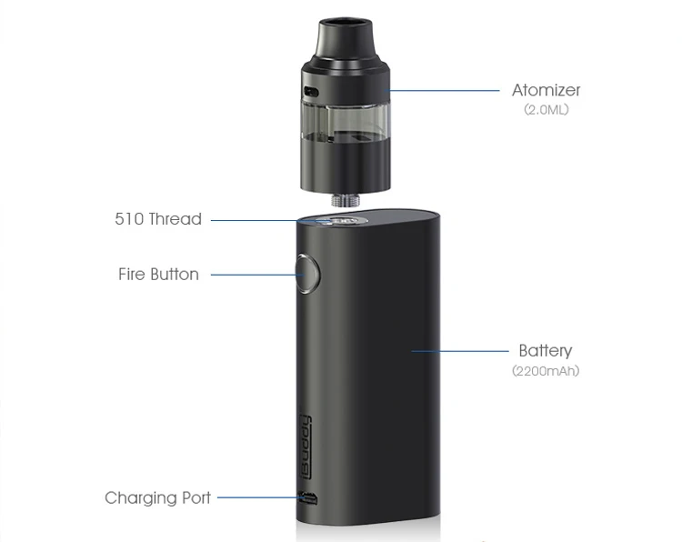 Chinese supplier 80w Vape Box Mod Kit 2200mAh Battery Electronic Cigarette Atomizer Lite E Cig Kits