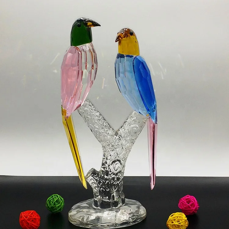 Wholesale Unique Handmade Crystal Glass Animal Model Magpie figurine for Wedding Christmas Gifts