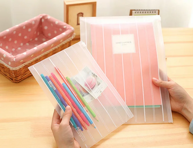 Holders Folders Transparent Pvc Valve Bag Waterproof Zip Envelopes A4/A5 Document File Bag Organizer File